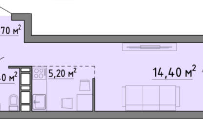 Студия, 34,7 м²