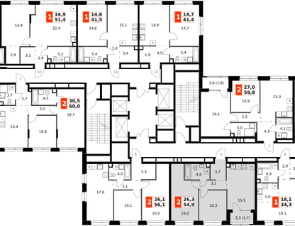 3-к. квартира, 54&nbsp;м²
