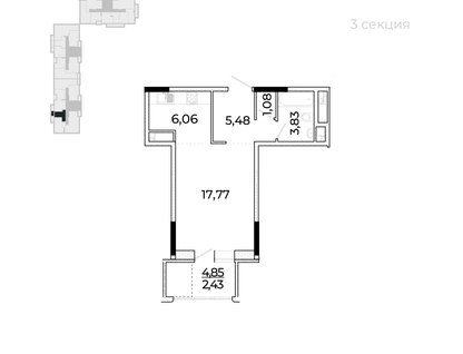 1-к. квартира, 39&nbsp;м²