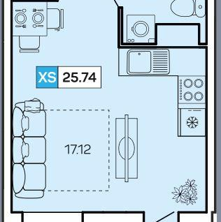 Студия, 25,7&nbsp;м²