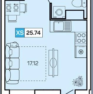 Студия, 25,7&nbsp;м²