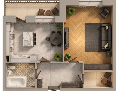 1-к. квартира, 49,6 м²