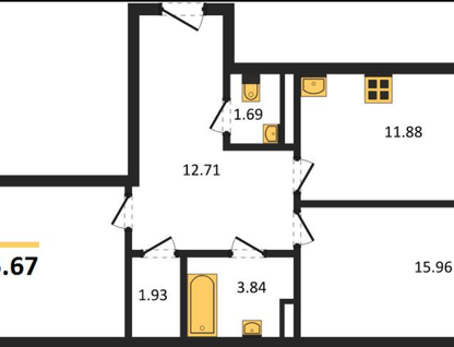 2-к. квартира, 65,7&nbsp;м²