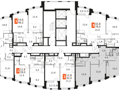 3-к. квартира, 74&nbsp;м²