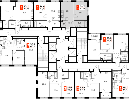 1-к. квартира, 41 м²