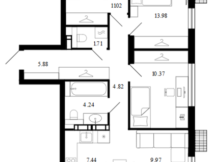 3-к. квартира, 72,8&nbsp;м²
