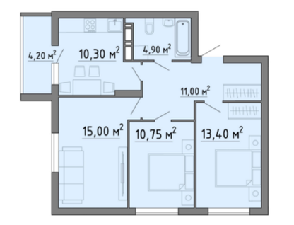 3-к. квартира, 69,5&nbsp;м²