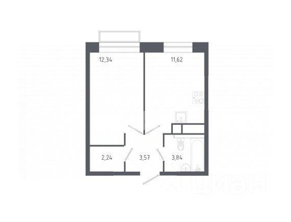 1-к. квартира, 33,6&nbsp;м²