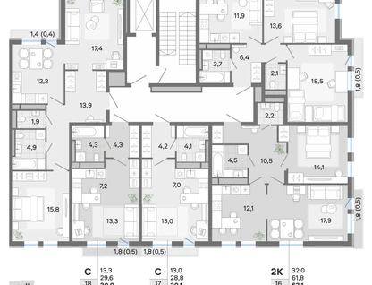 2-к. квартира, 66&nbsp;м²