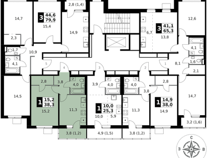 1-к. квартира, 38 м²