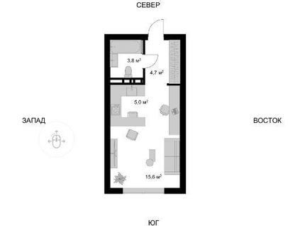 Студия, 29,1&nbsp;м²