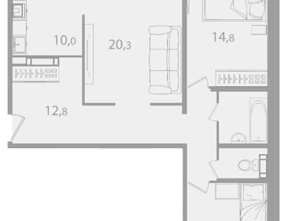 3-к. квартира, 84,4&nbsp;м²