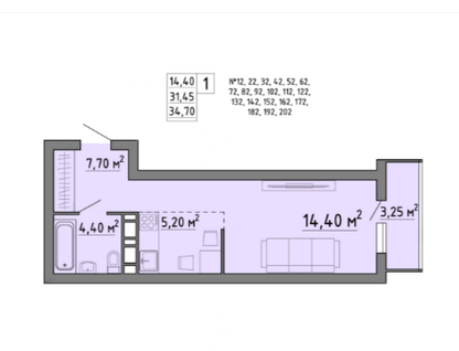 Студия, 35&nbsp;м²