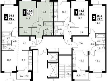 1-к. квартира, 38&nbsp;м²