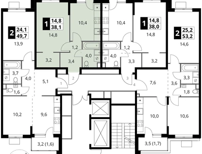 1-к. квартира, 38&nbsp;м²