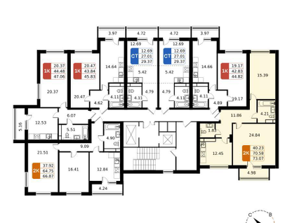 2-к. квартира, 72&nbsp;м²
