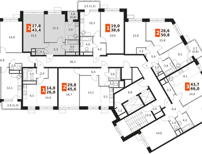 2-к. квартира, 43&nbsp;м²