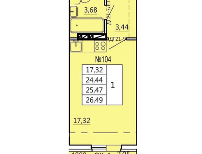 Студия, 26,5&nbsp;м²