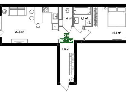 2-к. квартира, 50,1 м²