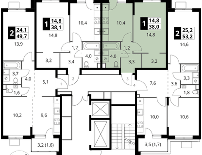 1-к. квартира, 38&nbsp;м²