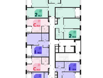 2-к. квартира, 68&nbsp;м²