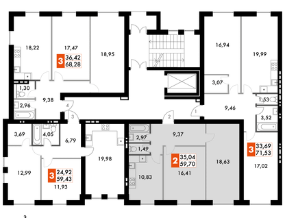 2-к. квартира, 59 м²