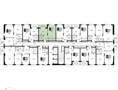 1-к. квартира, 37&nbsp;м²