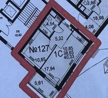 1-к. квартира, 40,3 м²