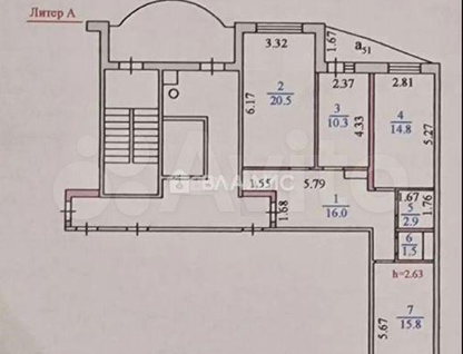 3-к. квартира, 85 м²