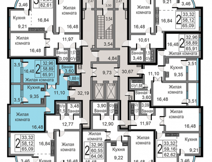 2-к. квартира, 65,9&nbsp;м²