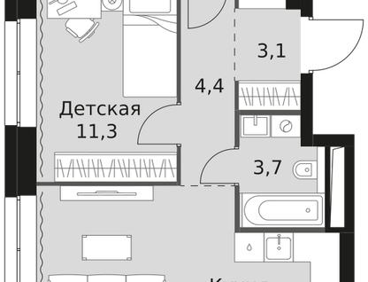 3-к. квартира, 66&nbsp;м²
