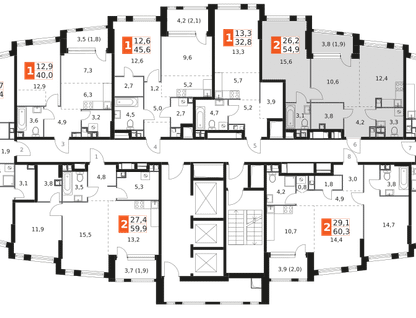2-к. квартира, 54&nbsp;м²