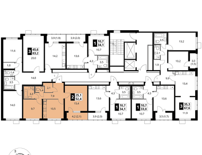 2-к. квартира, 52&nbsp;м²