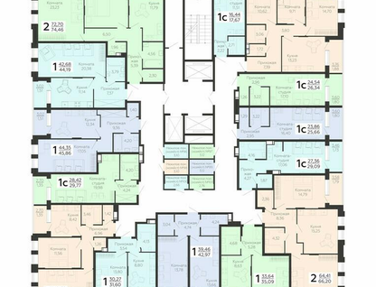 1-к. квартира, 42&nbsp;м²