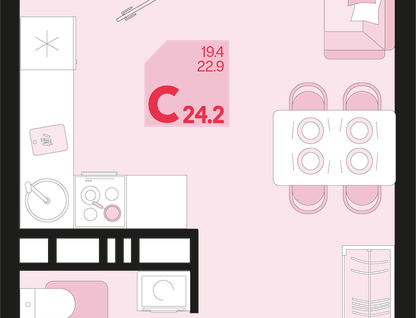 Студия, 24,2 м²