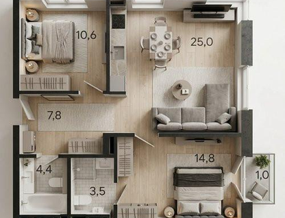 3-к. квартира, 66,6&nbsp;м²