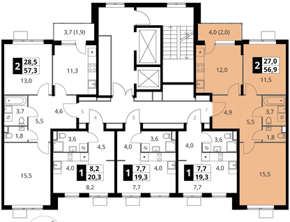 2-к. квартира, 56&nbsp;м²
