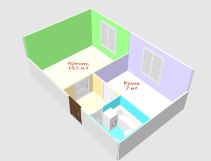 1-к. квартира, 25,9 м²