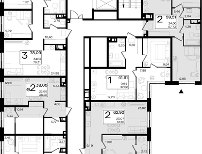 2-к. квартира, 61 м²