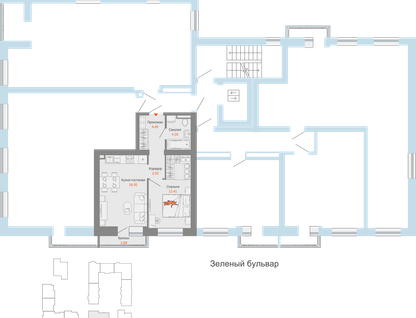 2-к. квартира, 42&nbsp;м²