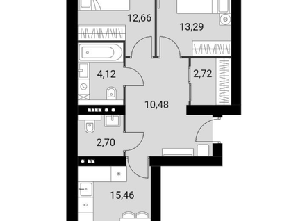 2-к. квартира, 61,5&nbsp;м²