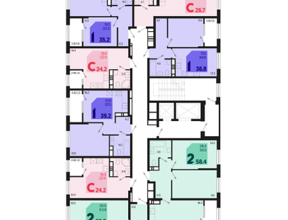 1-к. квартира, 38 м²