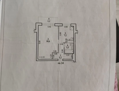 1-к. квартира, 34,1&nbsp;м²