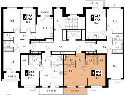 2-к. квартира, 46&nbsp;м²