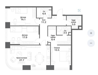 3-к. квартира, 106,8 м²