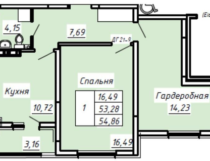 2-к. квартира, 54,9&nbsp;м²