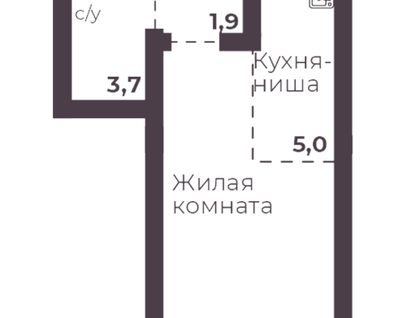 Студия, 24,5&nbsp;м²