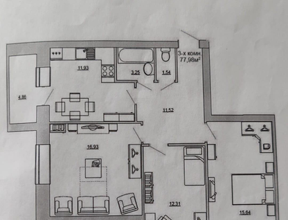 3-к. квартира, 78&nbsp;м²
