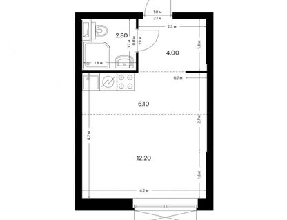 Студия, 25,1&nbsp;м²