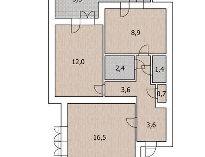 2-к. квартира, 50&nbsp;м²